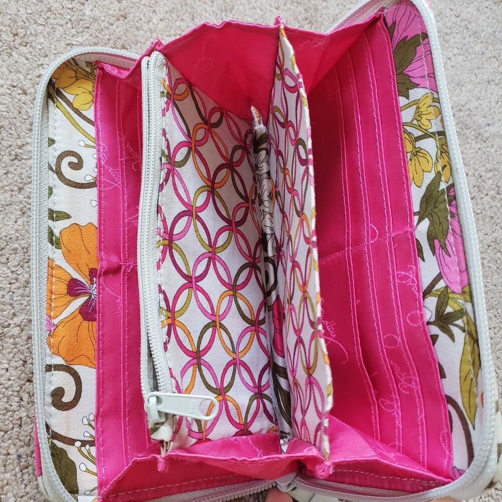 Vera Bradley Zip Around Accordion Wallet Tea Garden Floral Clean Card ID Holder - Picture 4 of 6